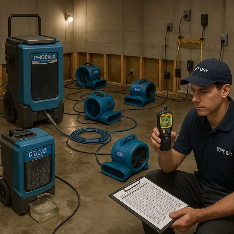Structural Drying and Dehumidification process in Woodlawn, VA
